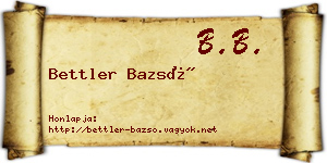Bettler Bazsó névjegykártya